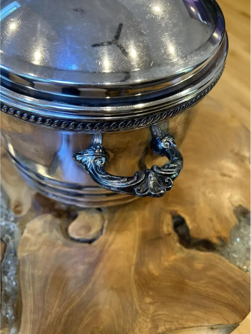 Vintage Forbes Silver Co. Silverplate Vacuum Insulated Ice Bucket with Glass LId